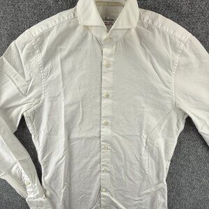 Stenstroms 14.5 Cotton Twofold Super Custom Made White Mens Solid Long Sleeve